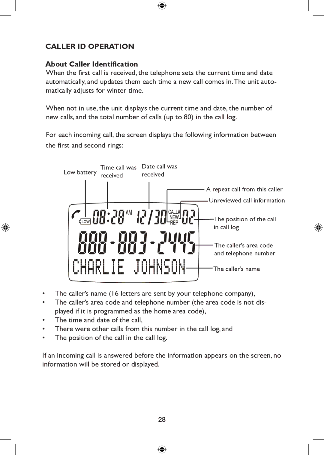 AT&T 265 user manual About Caller Identification 