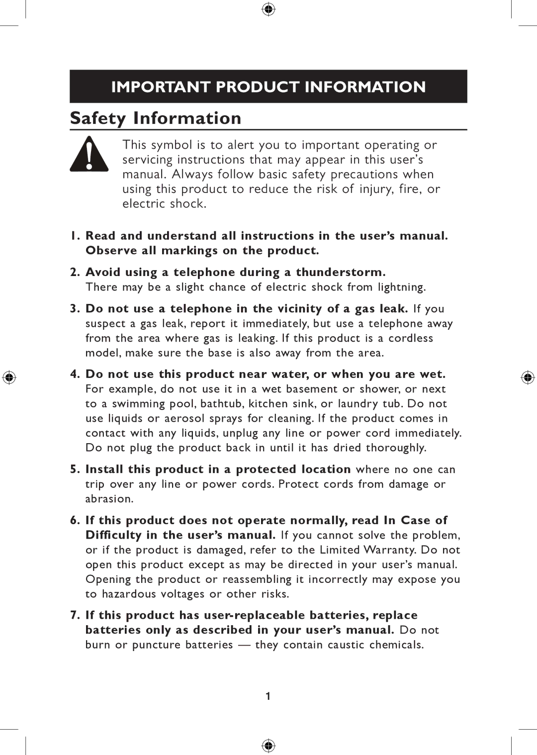 AT&T 265 user manual Safety Information 