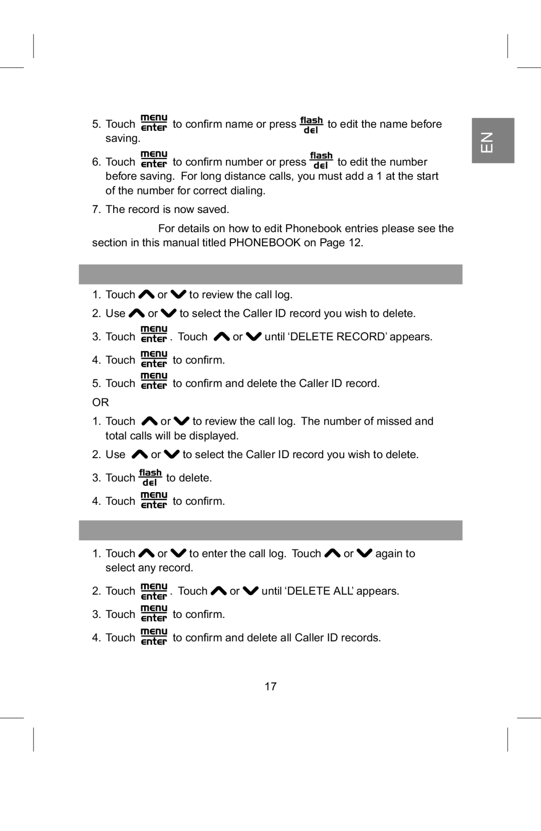 AT&T 2820 manual Deleting Caller ID Record, Deleting ALL Caller ID Records 