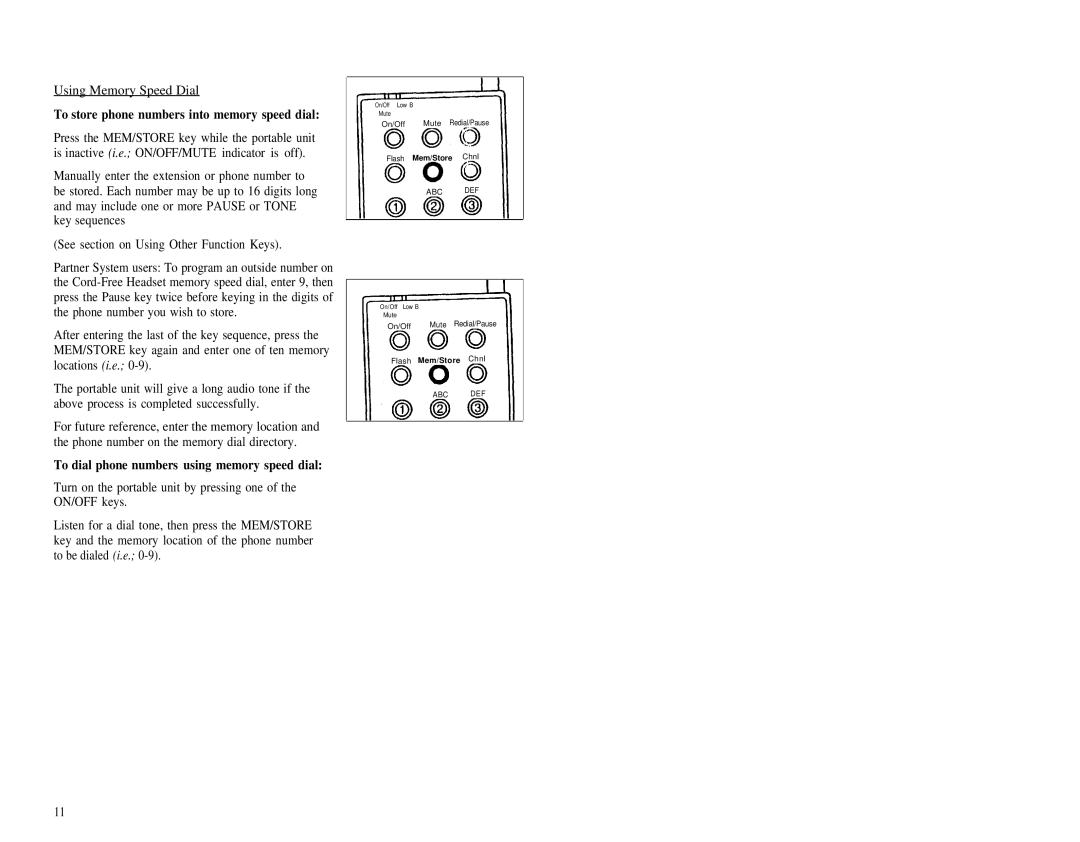 AT&T 2U20 manual To store phone numbers into memory speed dial 