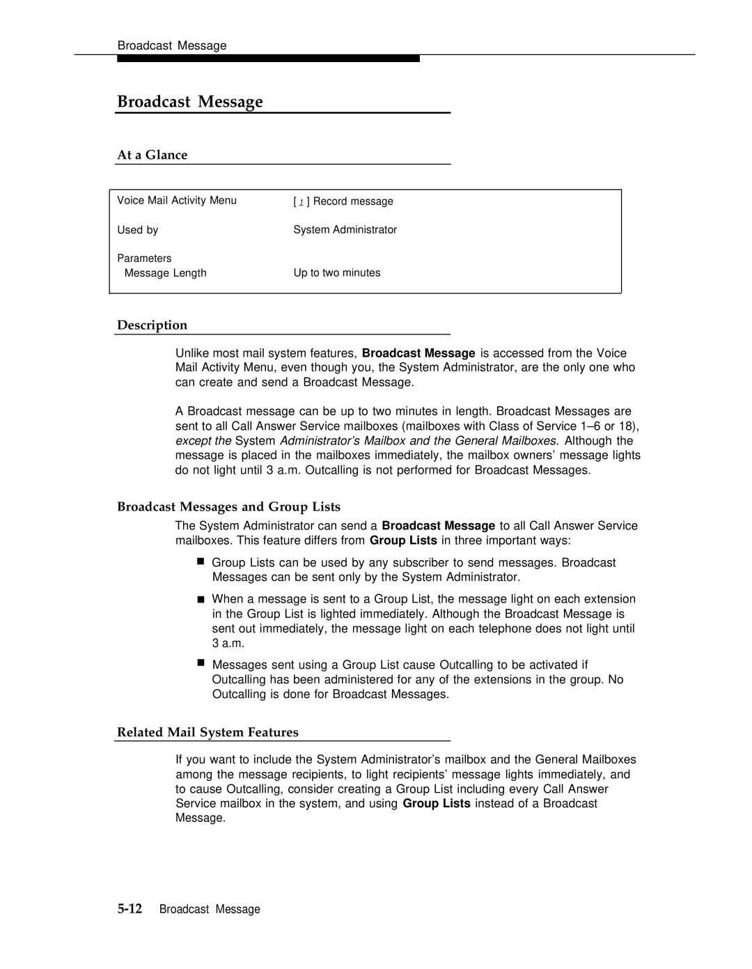 AT&T 3 manual Broadcast Messages and Group Lists 