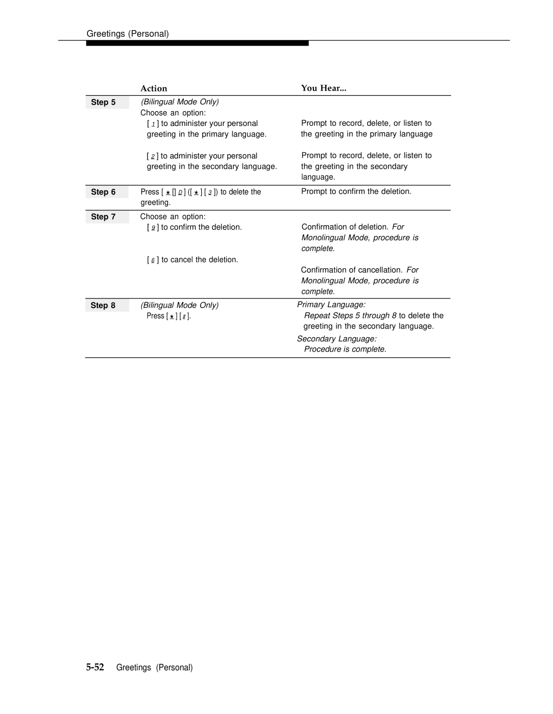 AT&T 3 manual Monolingual Mode, procedure is 