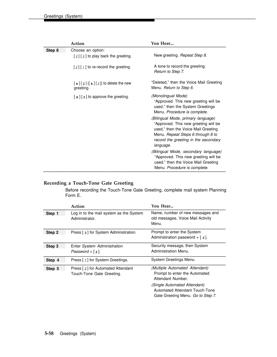 AT&T 3 manual Recording a Touch-Tone Gate Greeting, Return to Step 