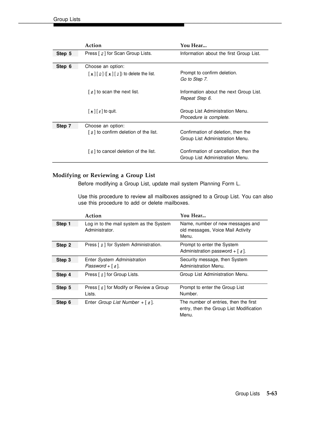 AT&T 3 manual Modifying or Reviewing a Group List, Go to Step 