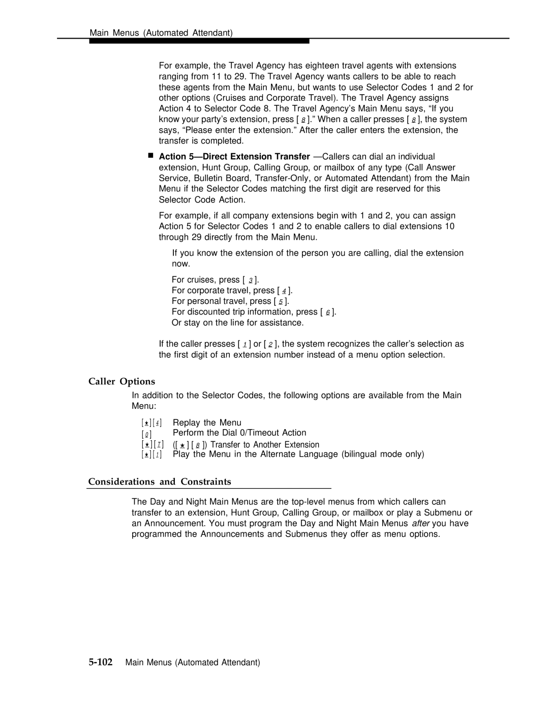 AT&T 3 manual Caller Options, Considerations and Constraints 