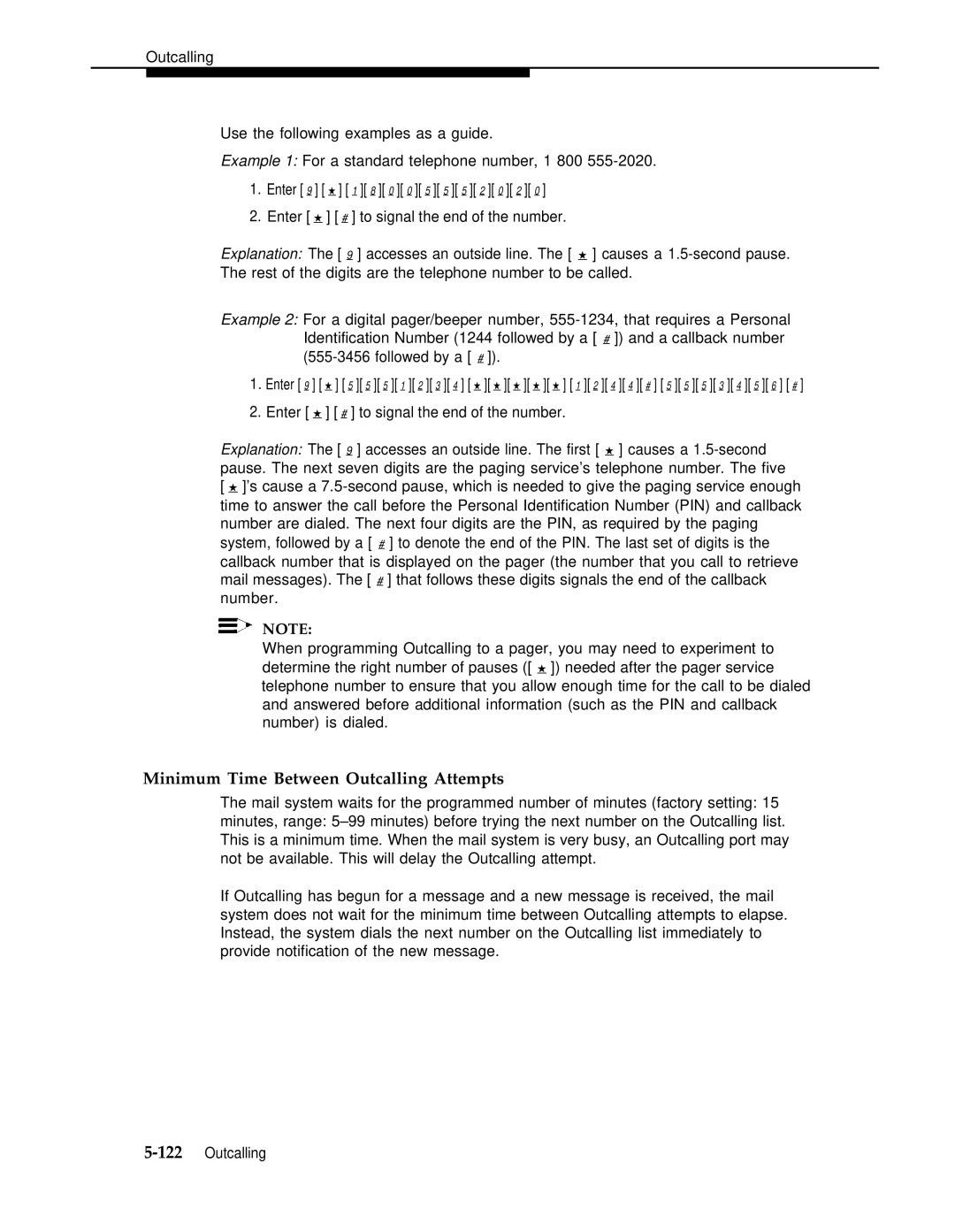 AT&T 3 manual Minimum Time Between Outcalling Attempts 