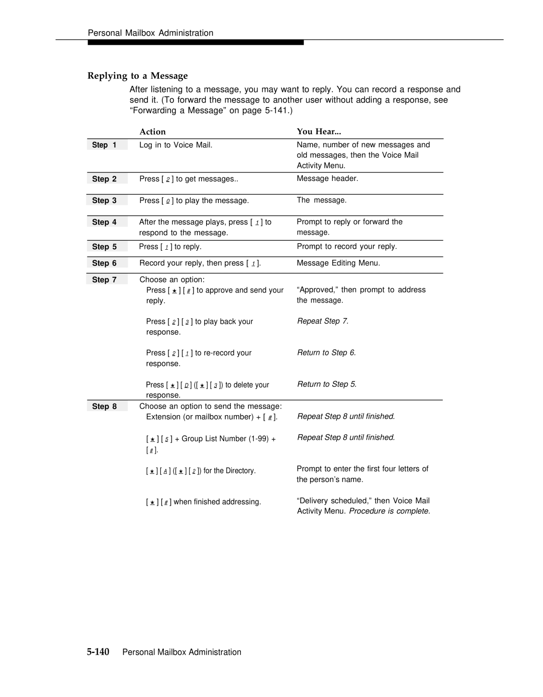 AT&T 3 manual Replying to a Message, Repeat until finished 