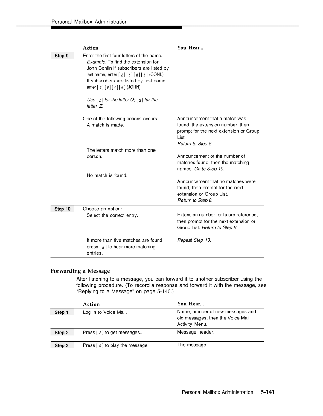 AT&T 3 manual Forwarding a Message, Use 7 for the letter Q 9 for the letter Z 