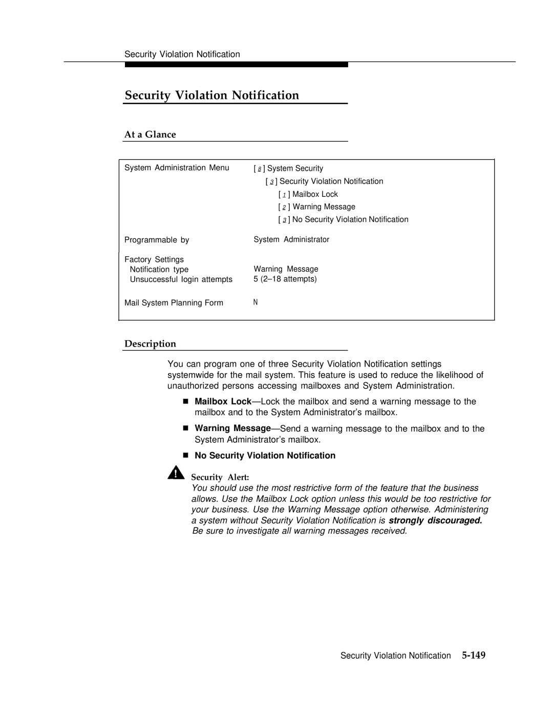 AT&T 3 manual No Security Violation Notification 