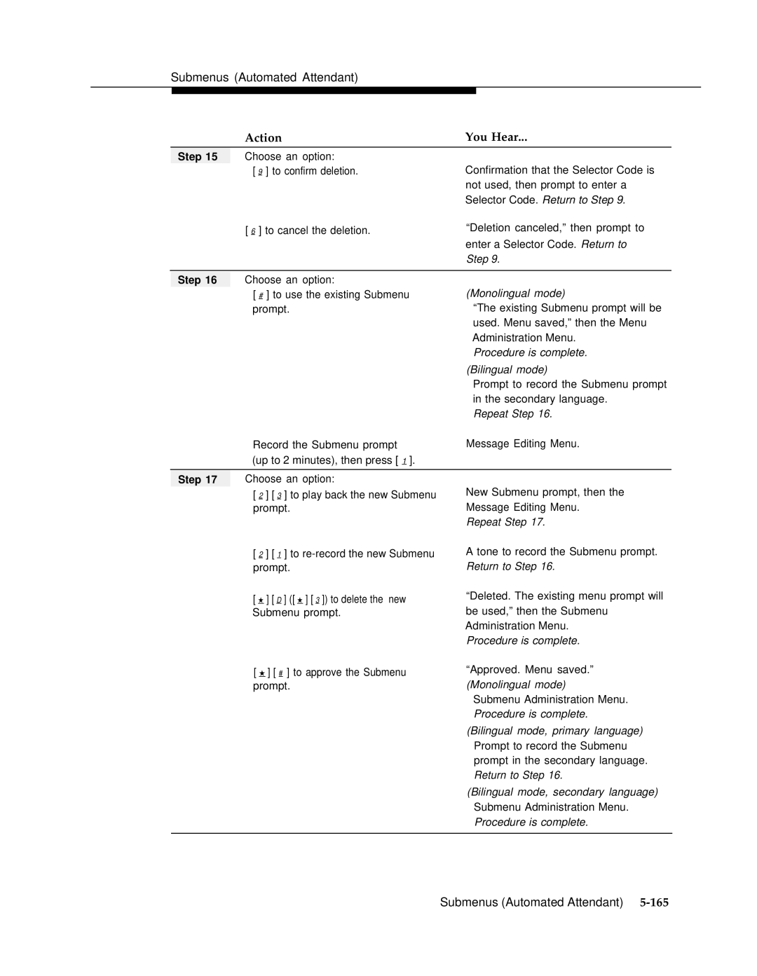 AT&T 3 manual Choose an option # to use the existing Submenu 