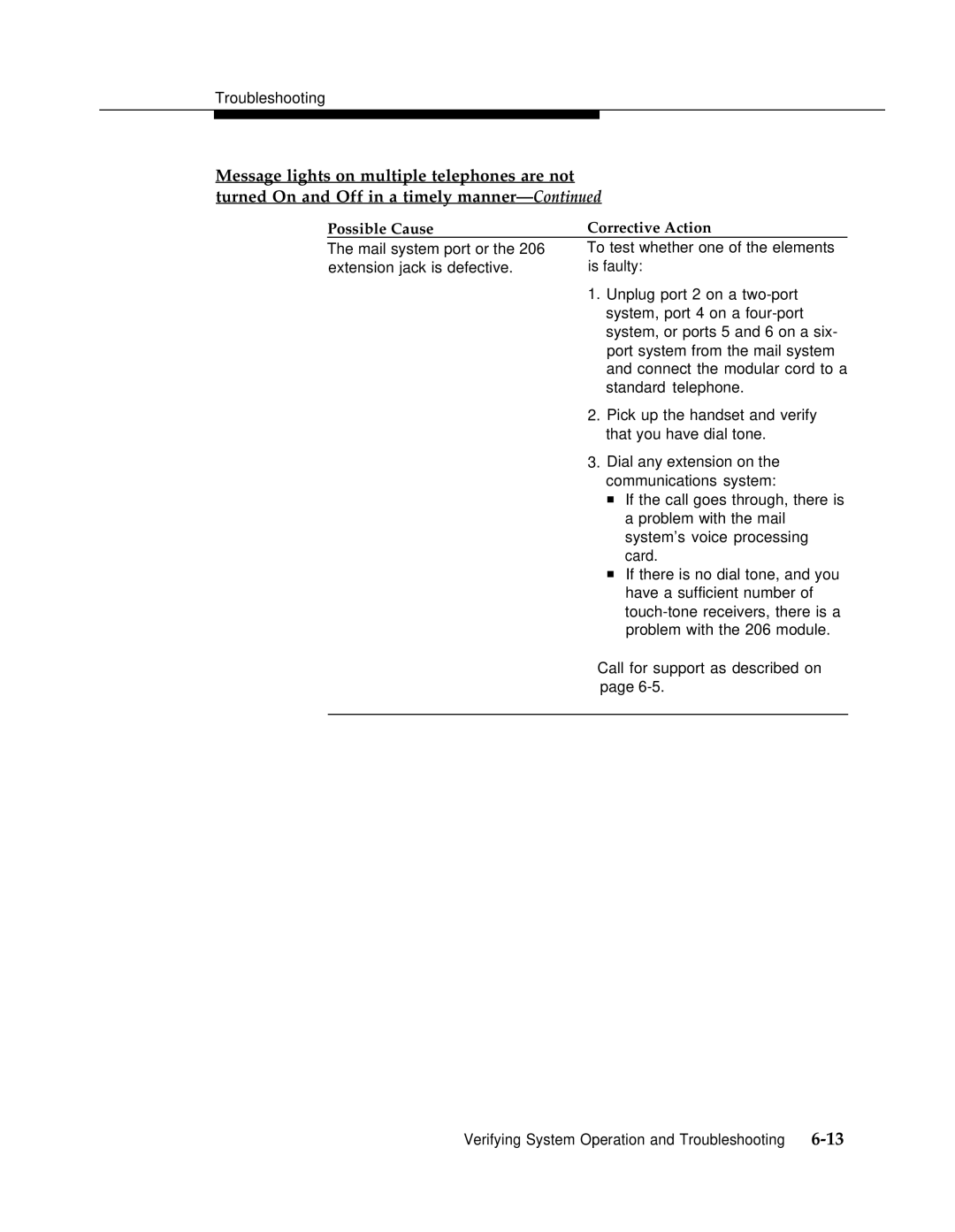 AT&T 3 manual Possible Cause Corrective Action 