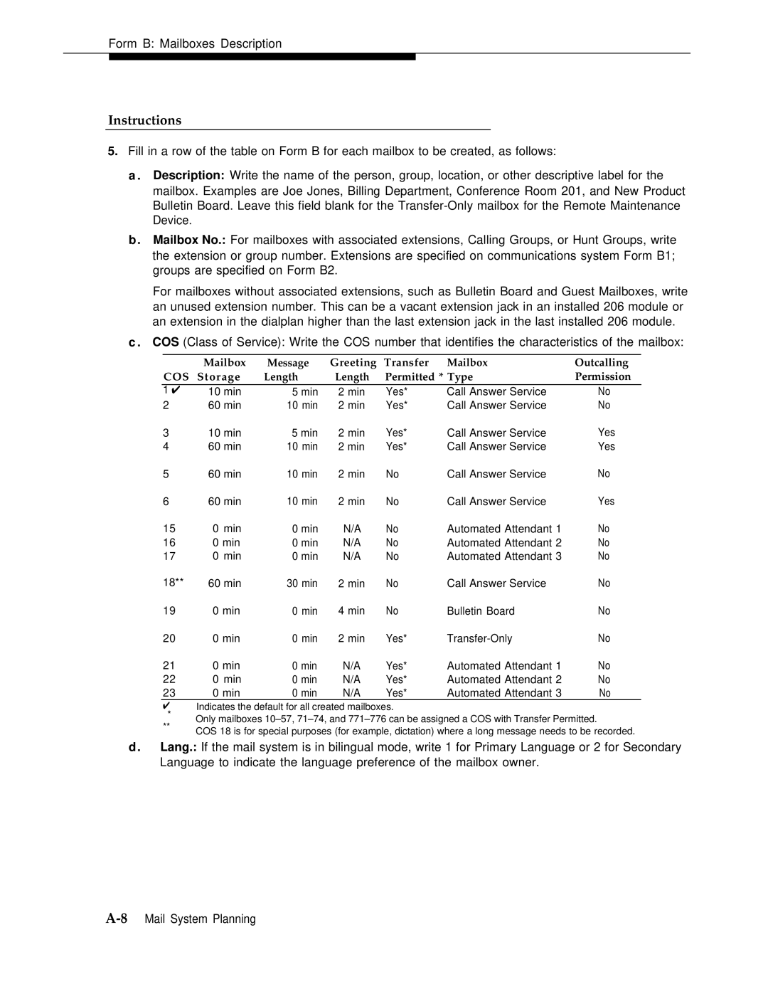 AT&T 3 manual Instructions, Cos 