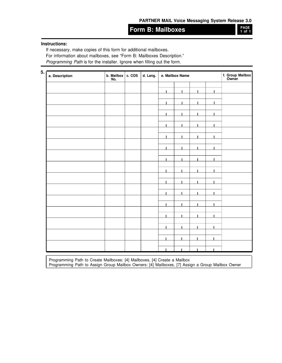 AT&T 3 manual Form B Mailboxes 