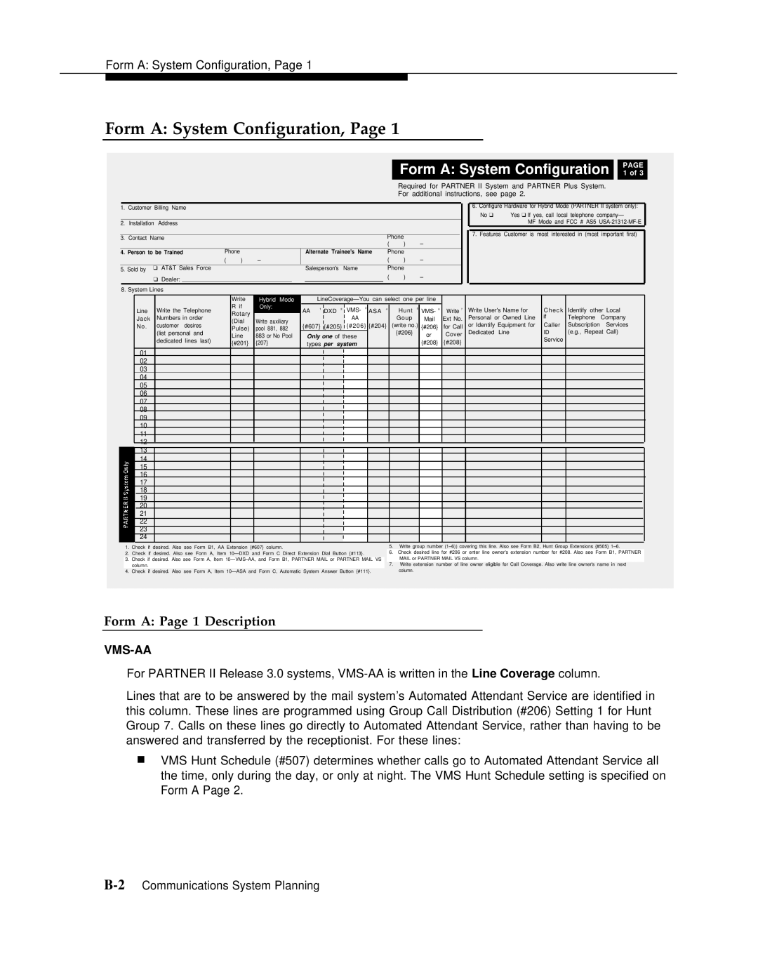 AT&T 3 manual Form a System Configuration, Form a Page 1 Description 