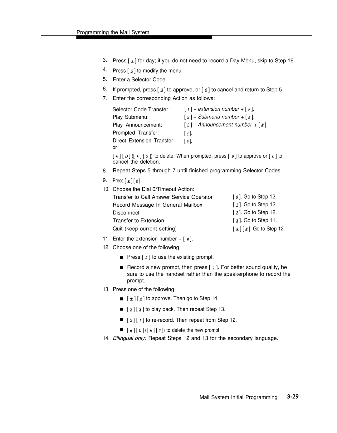 AT&T 3 manual + Announcement number + # 