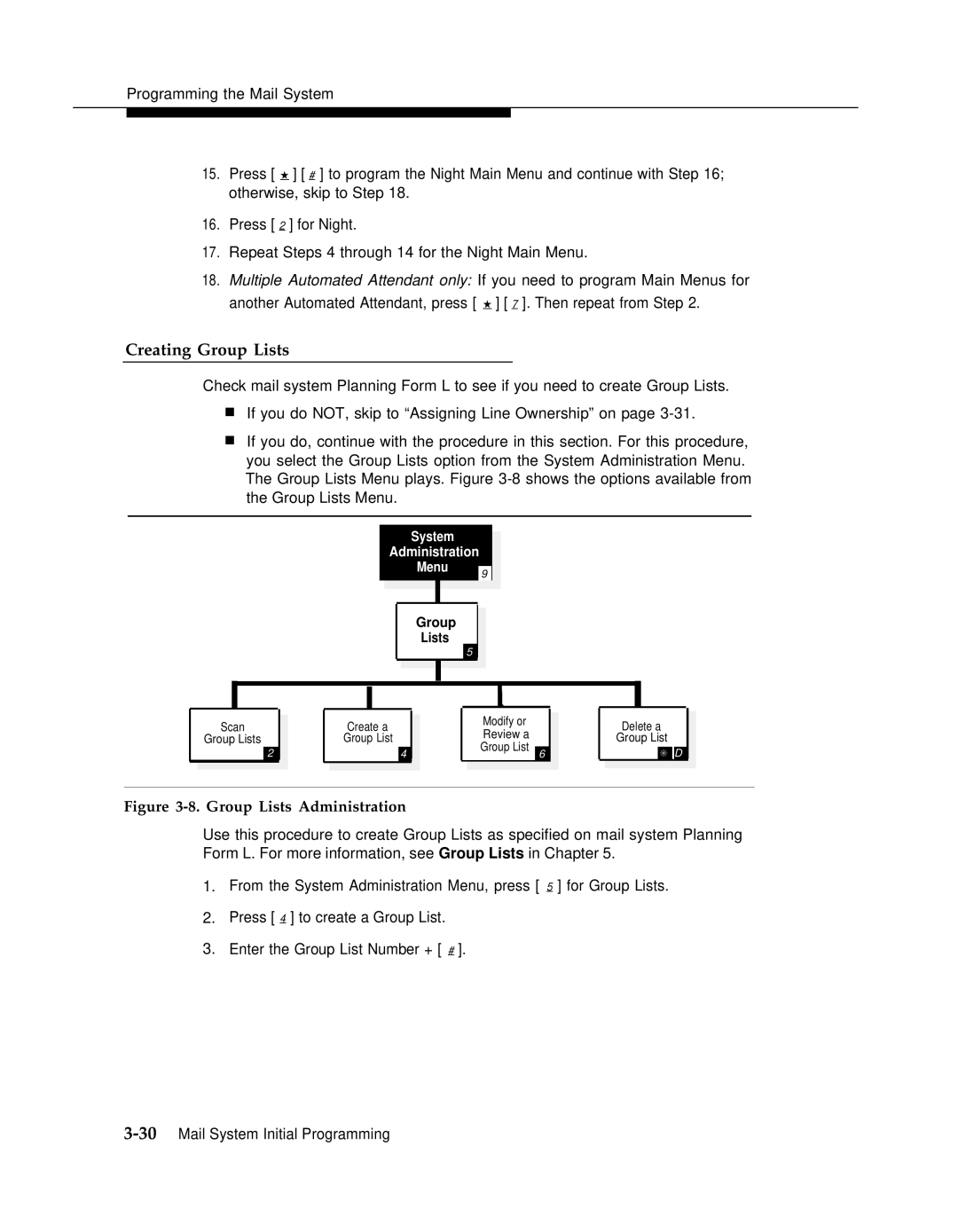 AT&T 3 manual Creating Group Lists, Group Lists Administration 