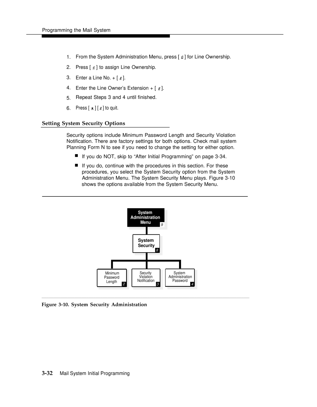 AT&T 3 manual Setting System Security Options, System Security Administration 