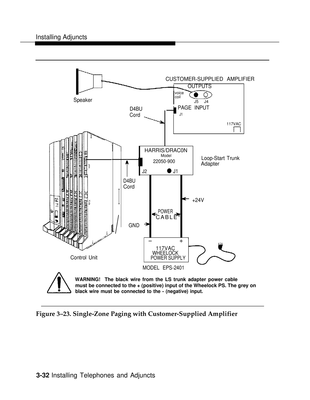 AT&T 3.0 manual Single-Zone Paging with Customer-Supplied Amplifier 