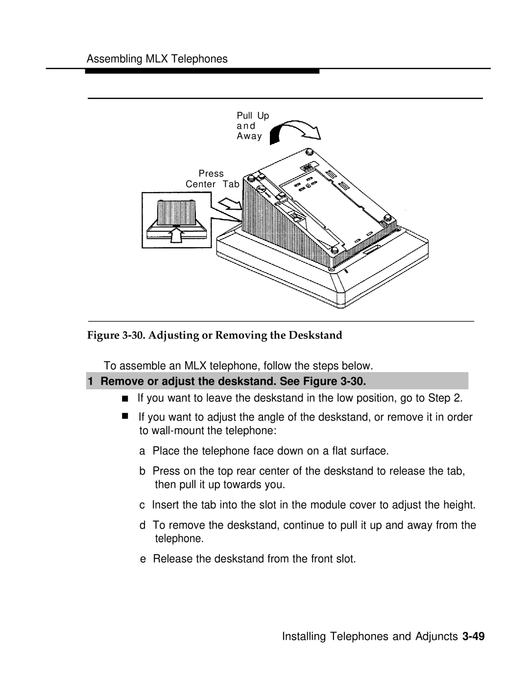 AT&T 3.0 manual Adjusting or Removing the Deskstand, Remove or adjust the deskstand. See Figure 