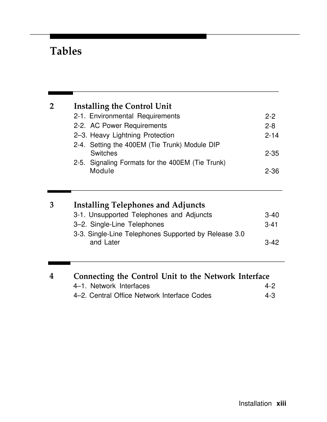 AT&T 3.0 manual Tables 