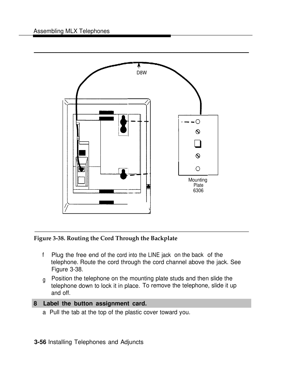 AT&T 3.0 manual Routing the Cord Through the Backplate, Label the button assignment card 