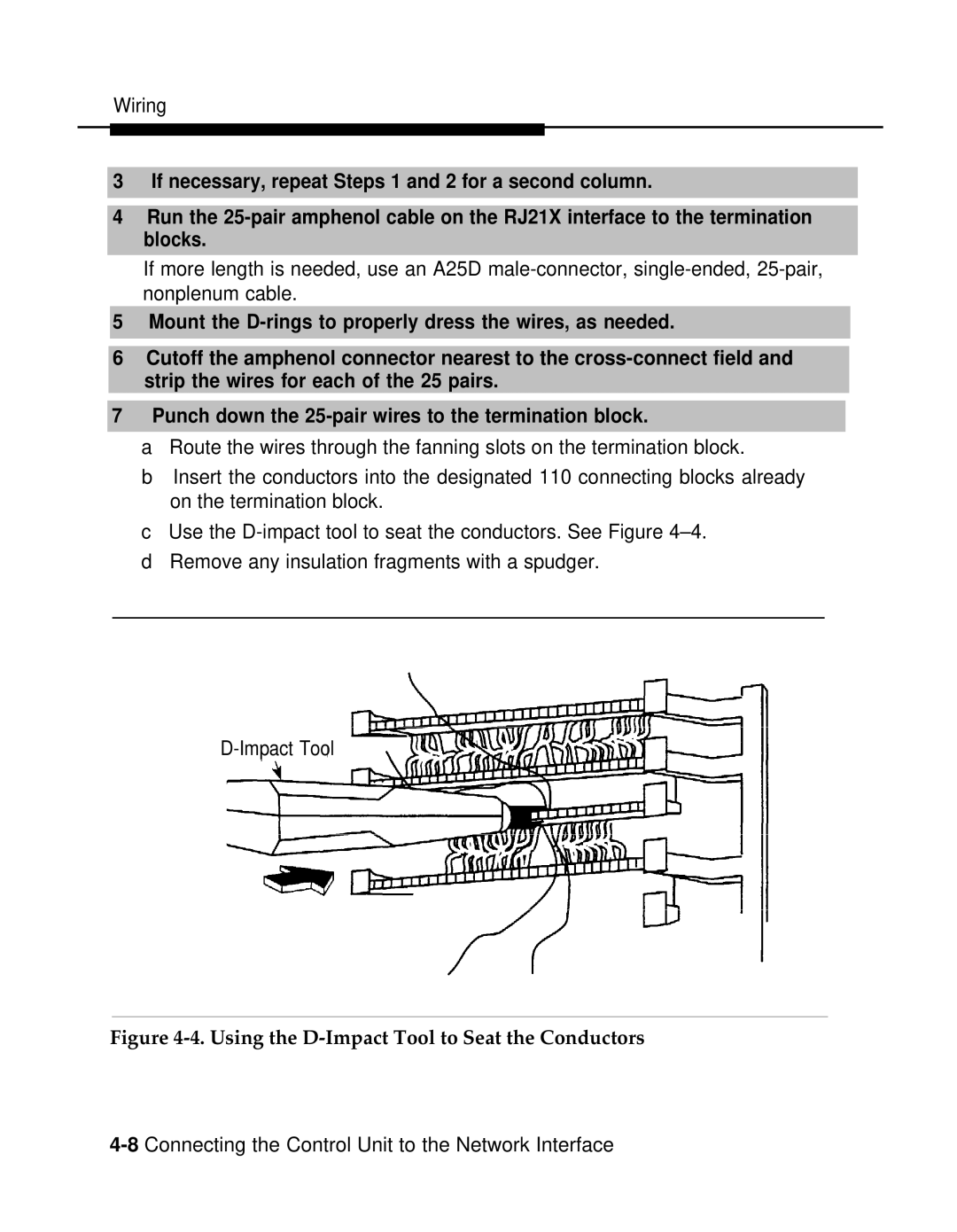 AT&T 3.0 manual Using the D-Impact Tool to Seat the Conductors 