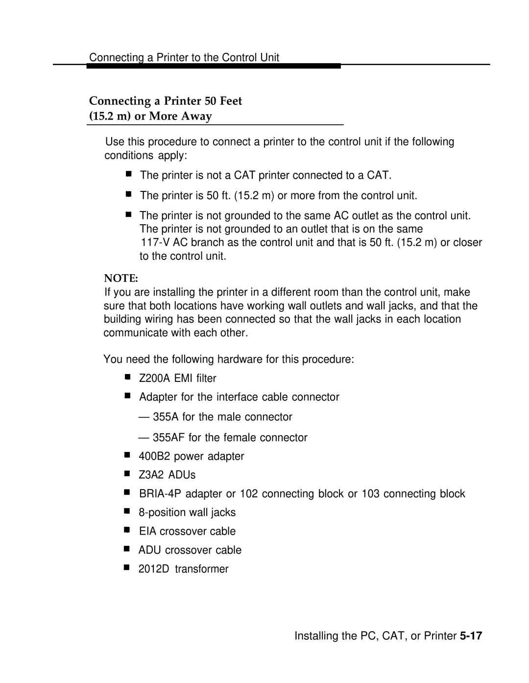 AT&T 3.0 manual Connecting a Printer 50 Feet Or More Away 