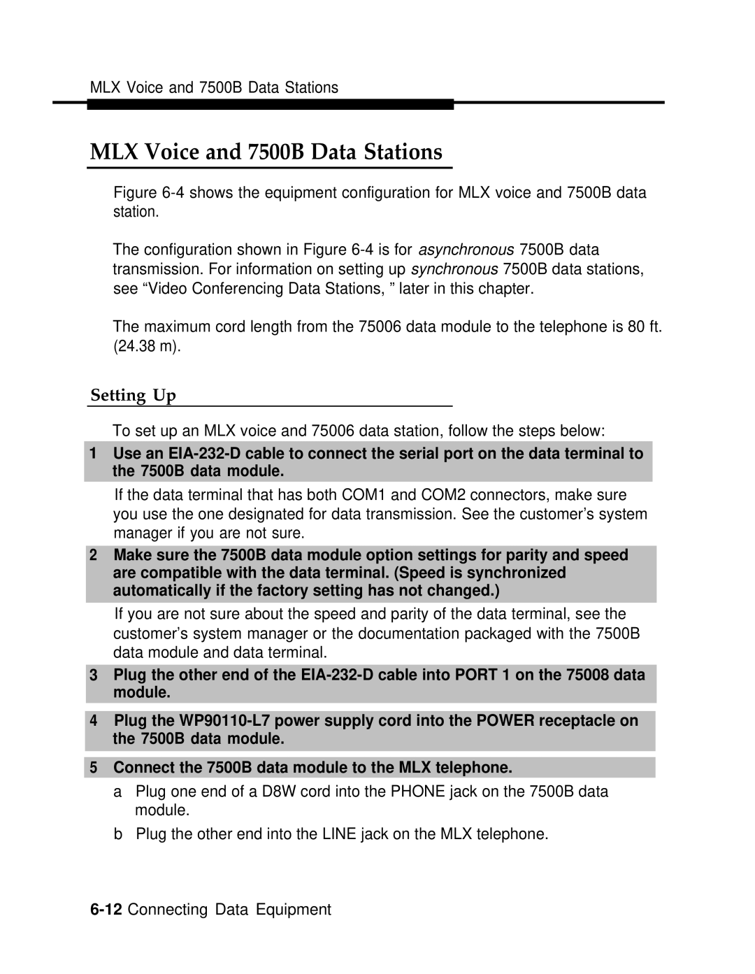 AT&T 3.0 manual MLX Voice and 7500B Data Stations, Setting Up 