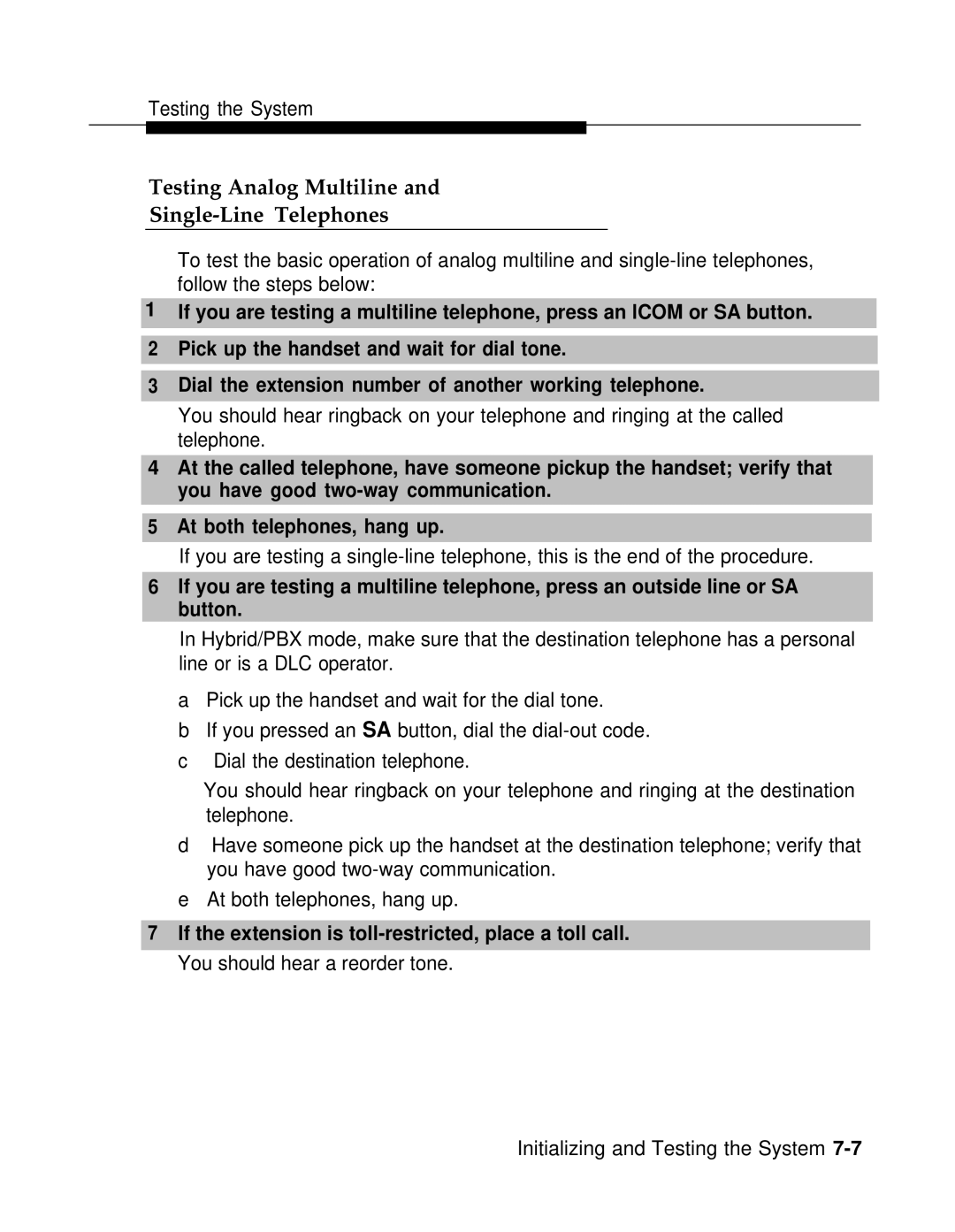 AT&T 3.0 manual Testing Analog Multiline Single-Line Telephones 