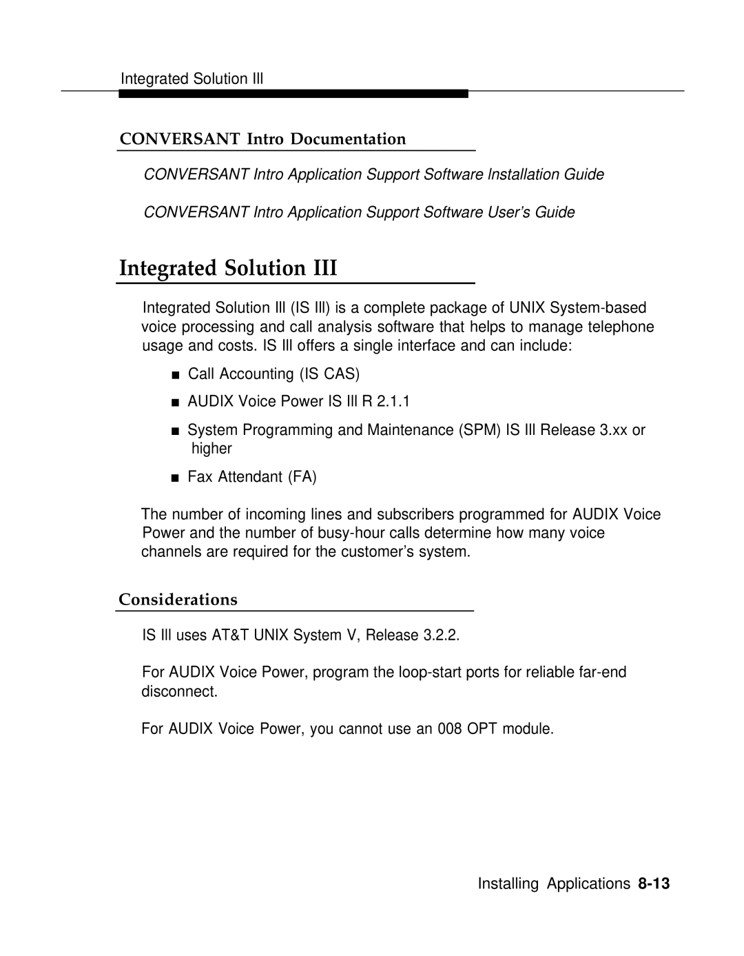 AT&T 3.0 manual Integrated Solution, Conversant Intro Documentation 