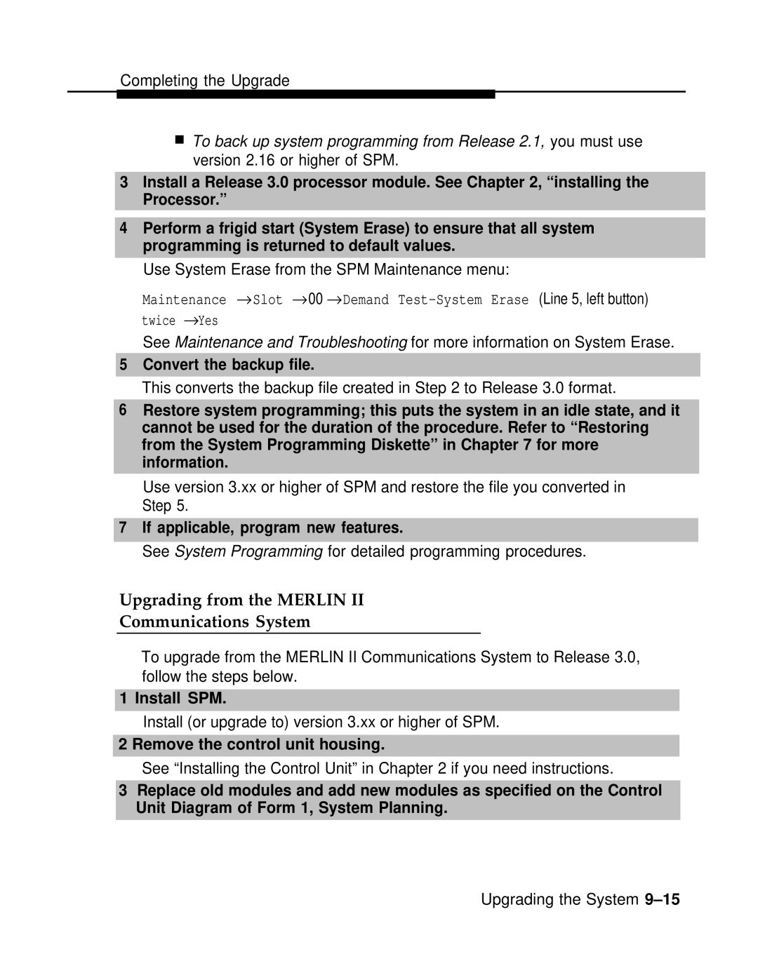 AT&T 3.0 Upgrading from the Merlin Communications System, Convert the backup file, If applicable, program new features 