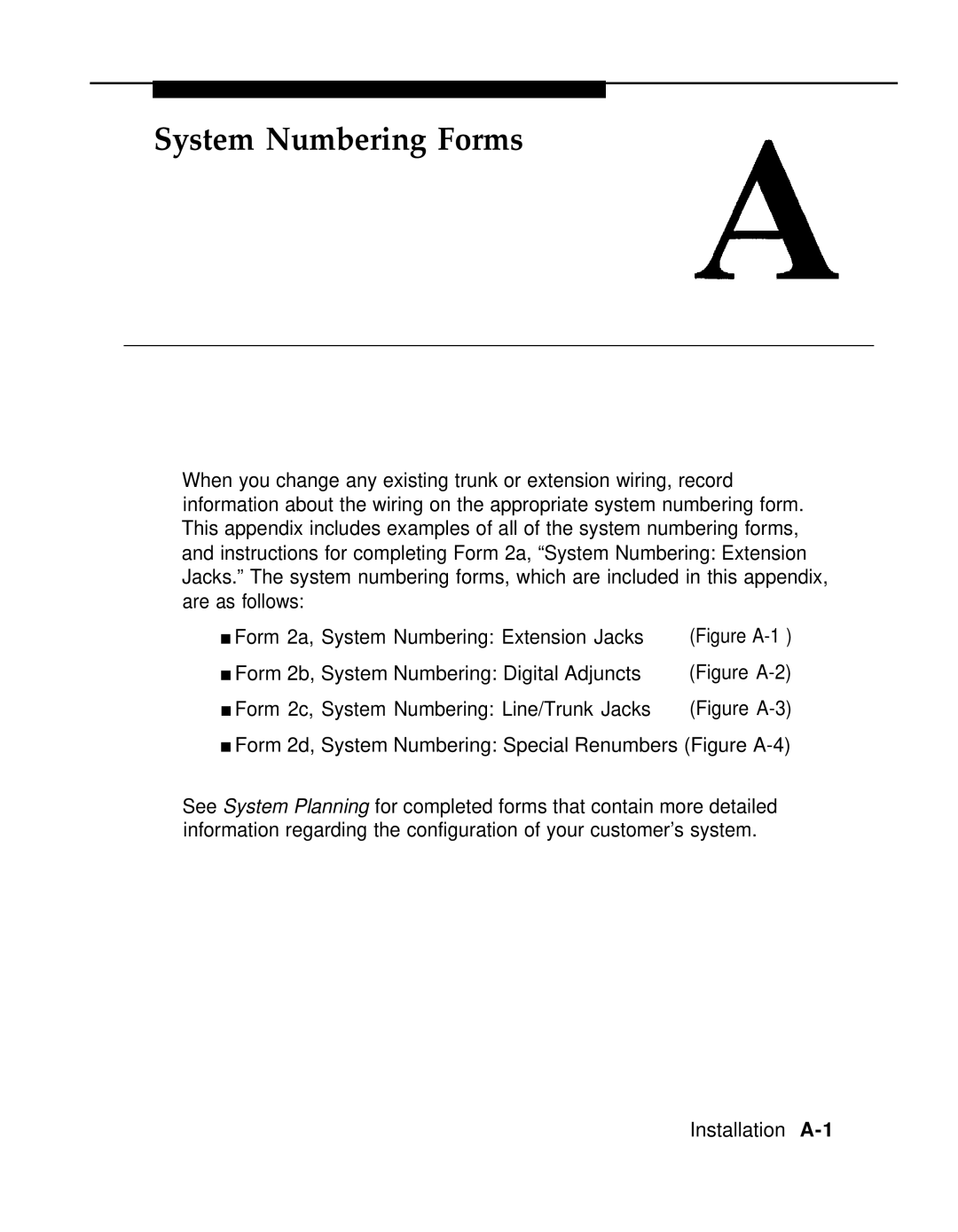 AT&T 3.0 manual System Numbering Forms 