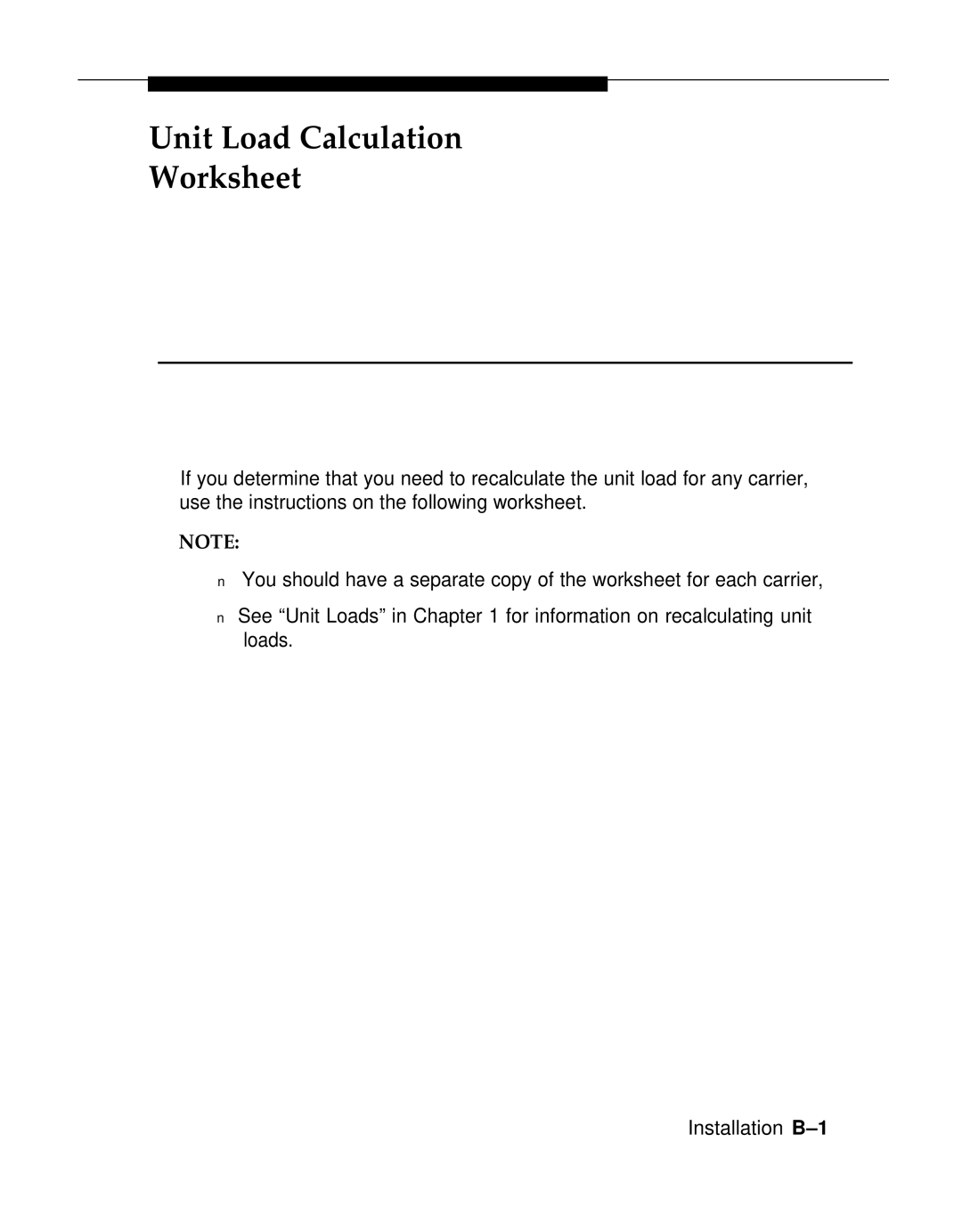 AT&T 3.0 manual Unit Load Calculation Worksheet 