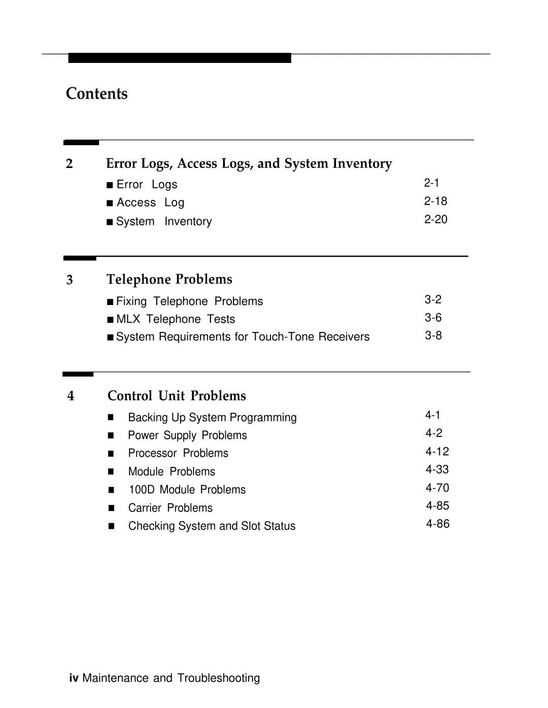 AT&T 3.0 manual Error Logs, Access Logs, and System Inventory 