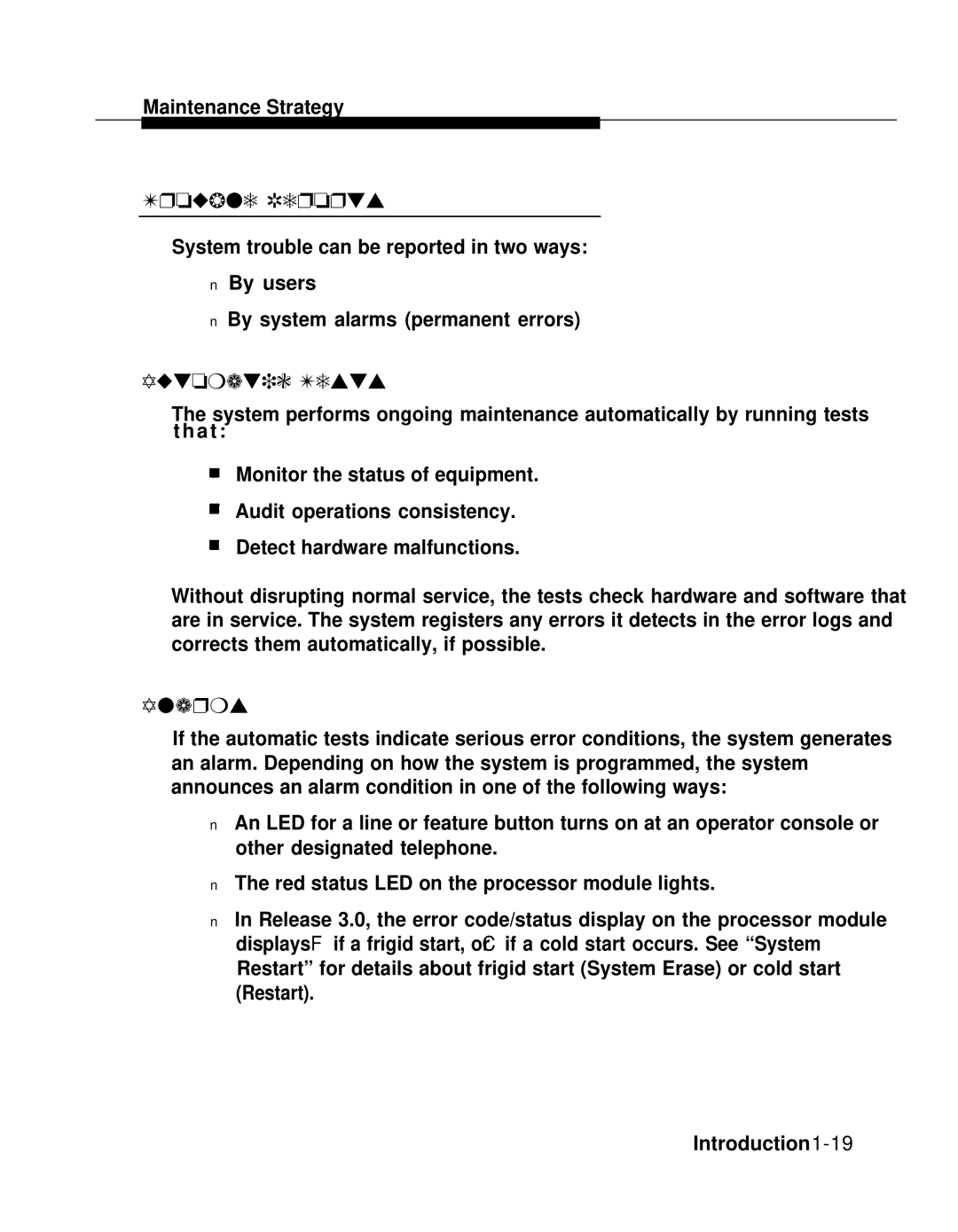 AT&T 3.0 manual Trouble Reports, Automatic Tests, Alarms 