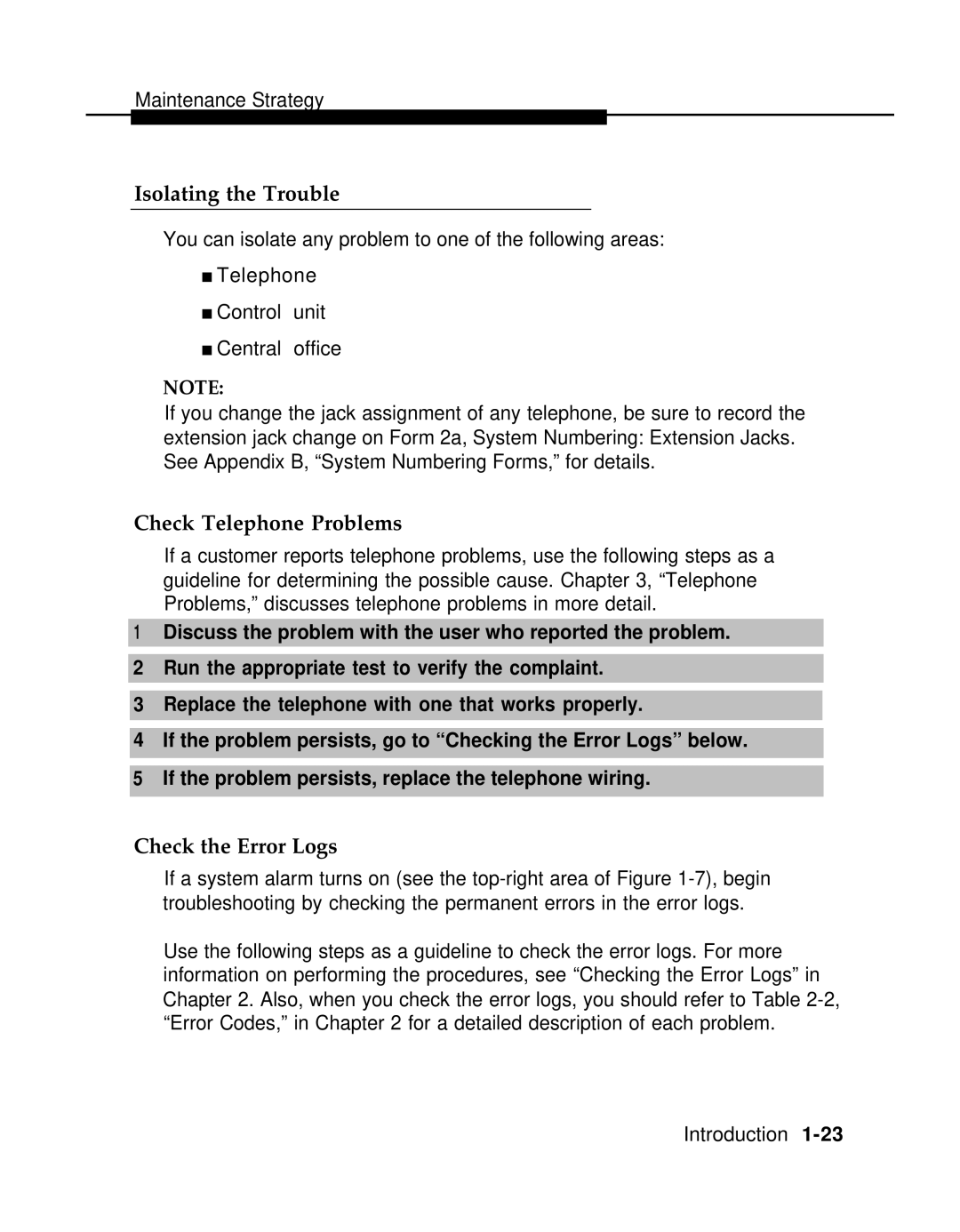 AT&T 3.0 manual Isolating the Trouble, Check Telephone Problems, Check the Error Logs 