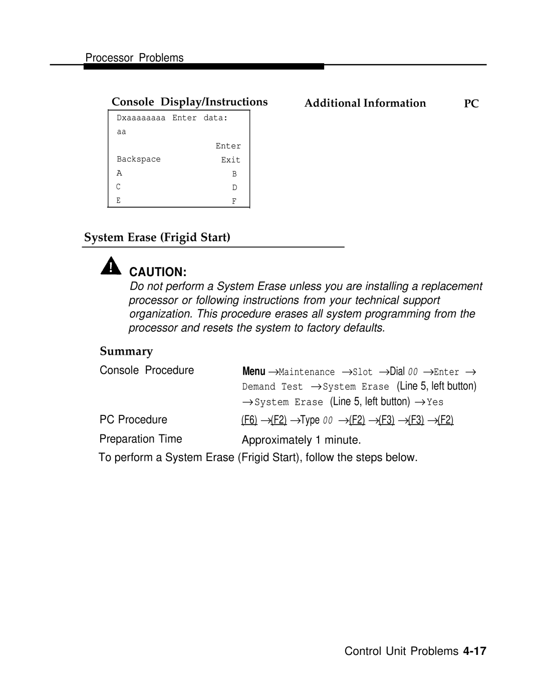 AT&T 3.0 manual System Erase Frigid Start 