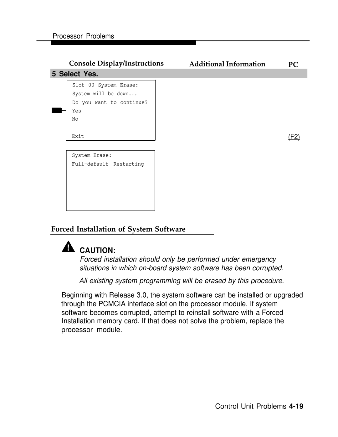 AT&T 3.0 manual Forced Installation of System Software, Select Yes 