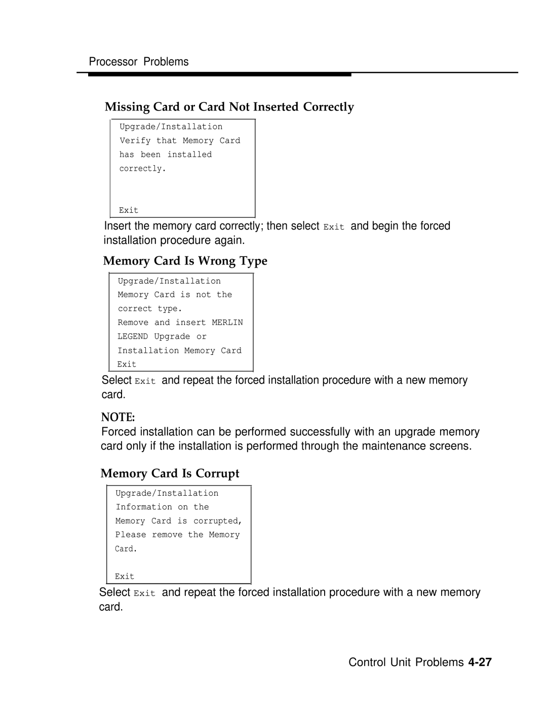 AT&T 3.0 manual Missing Card or Card Not Inserted Correctly, Memory Card Is Wrong Type, Memory Card Is Corrupt 