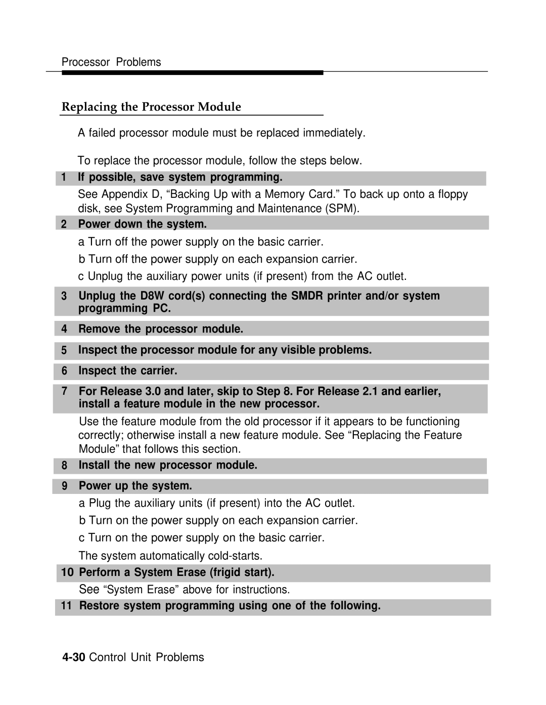 AT&T 3.0 manual Replacing the Processor Module, If possible, save system programming 