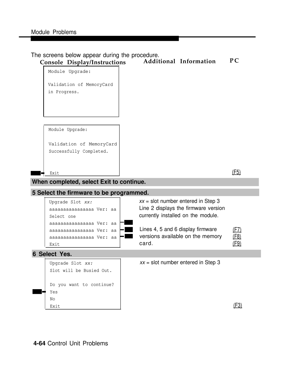 AT&T 3.0 manual Module Problems Screens below appear during the procedure 