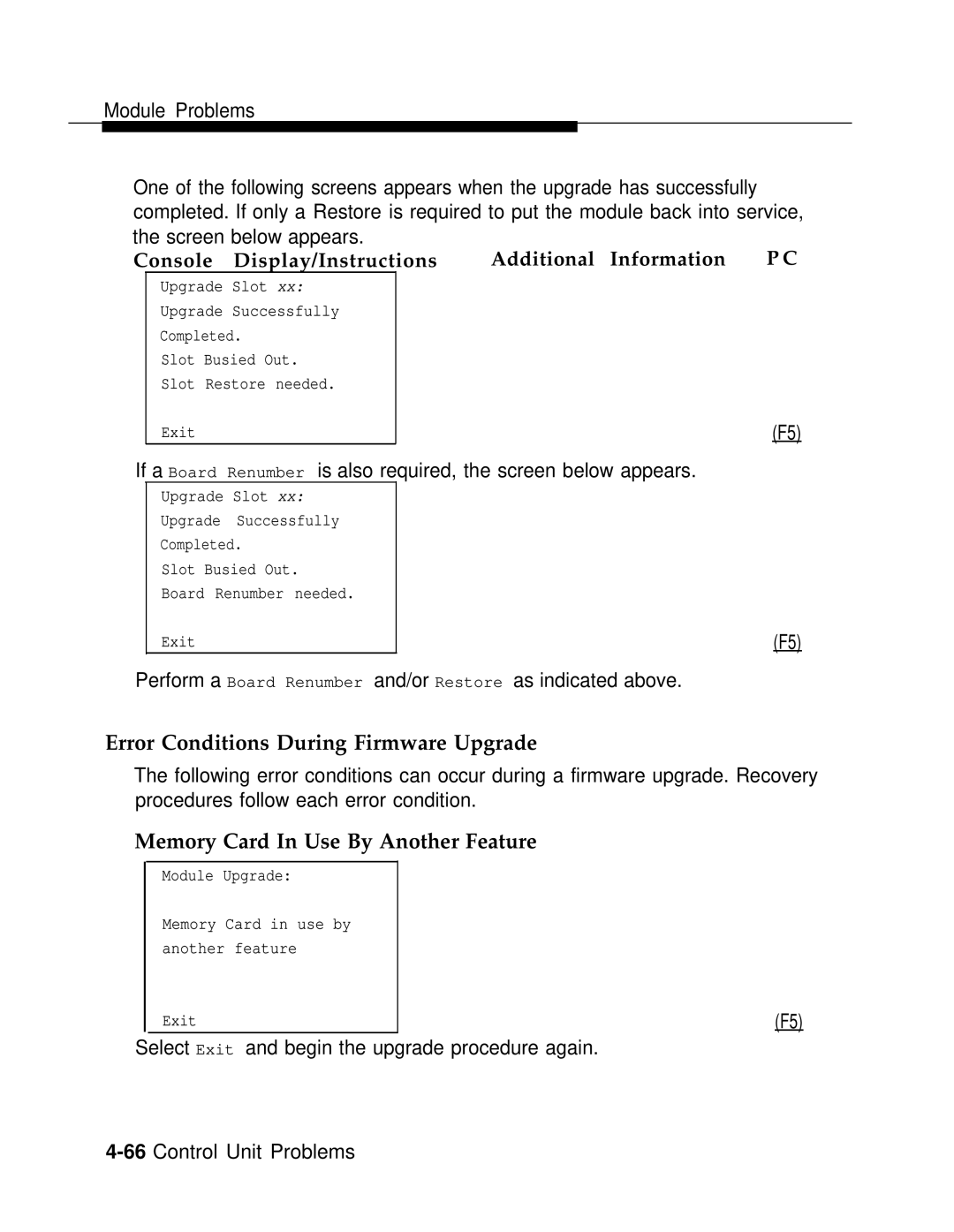 AT&T 3.0 manual Error Conditions During Firmware Upgrade, Memory Card In Use By Another Feature 