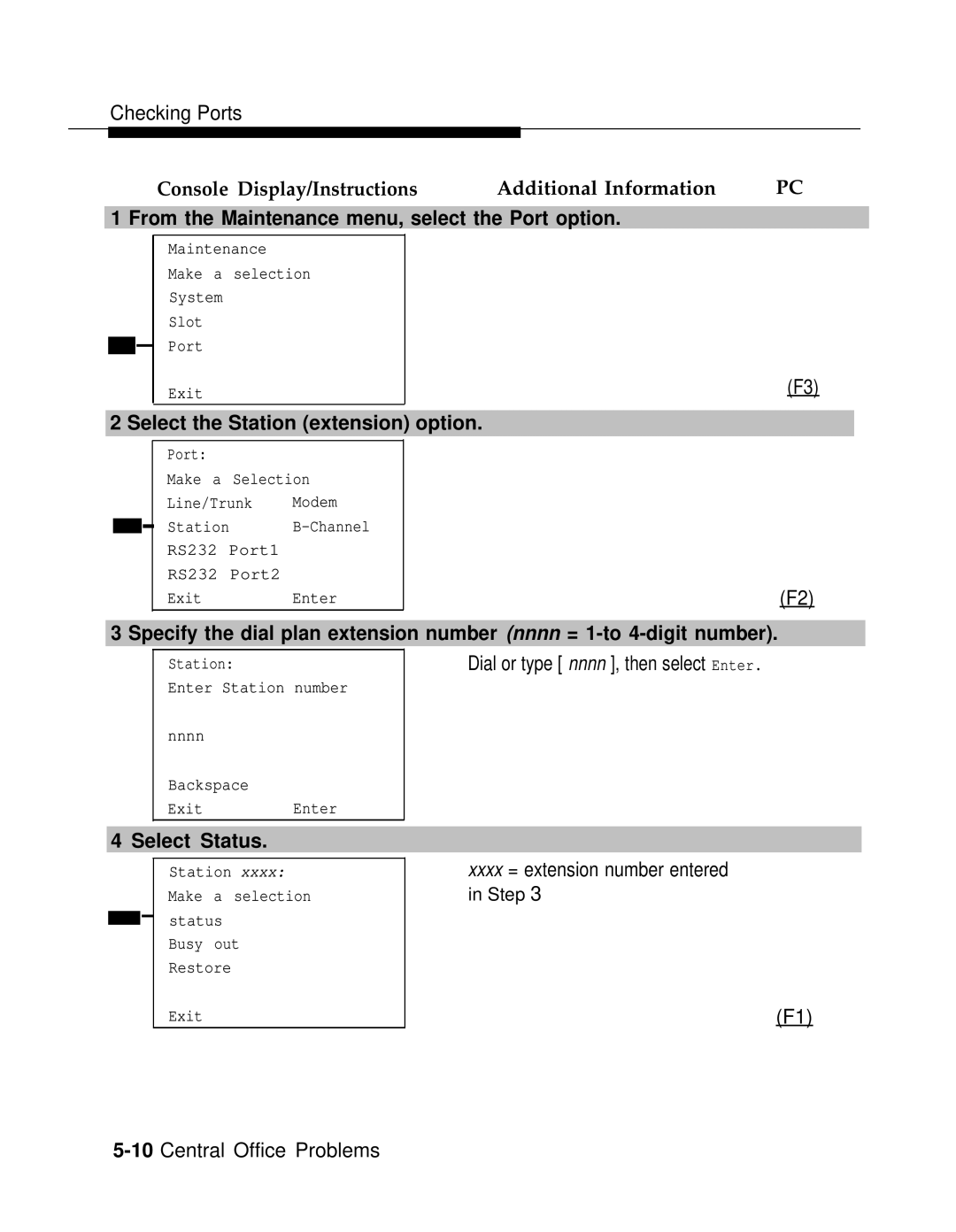 AT&T 3.0 manual Select the Station extension option, Select Status 