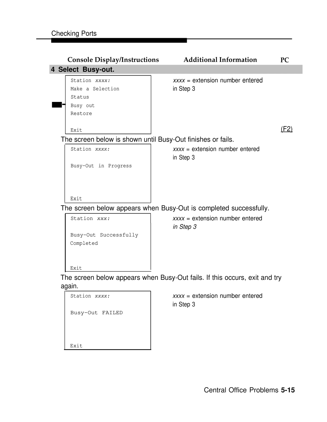 AT&T 3.0 manual Screen below appears when Busy-Out is completed successfully 