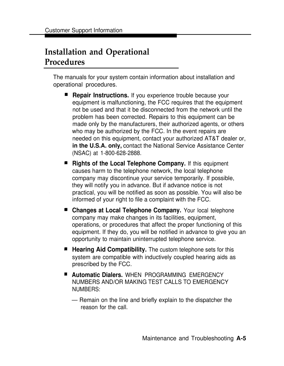 AT&T 3.0 manual Installation and Operational Procedures 