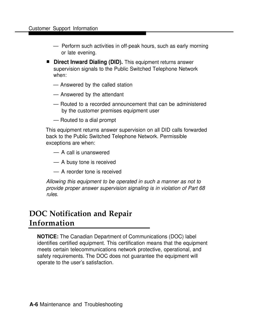 AT&T 3.0 manual DOC Notification and Repair Information 