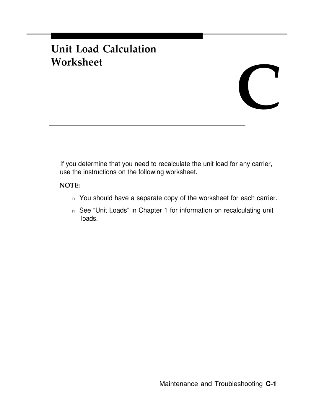 AT&T 3.0 manual Unit Load Calculation Worksheet 