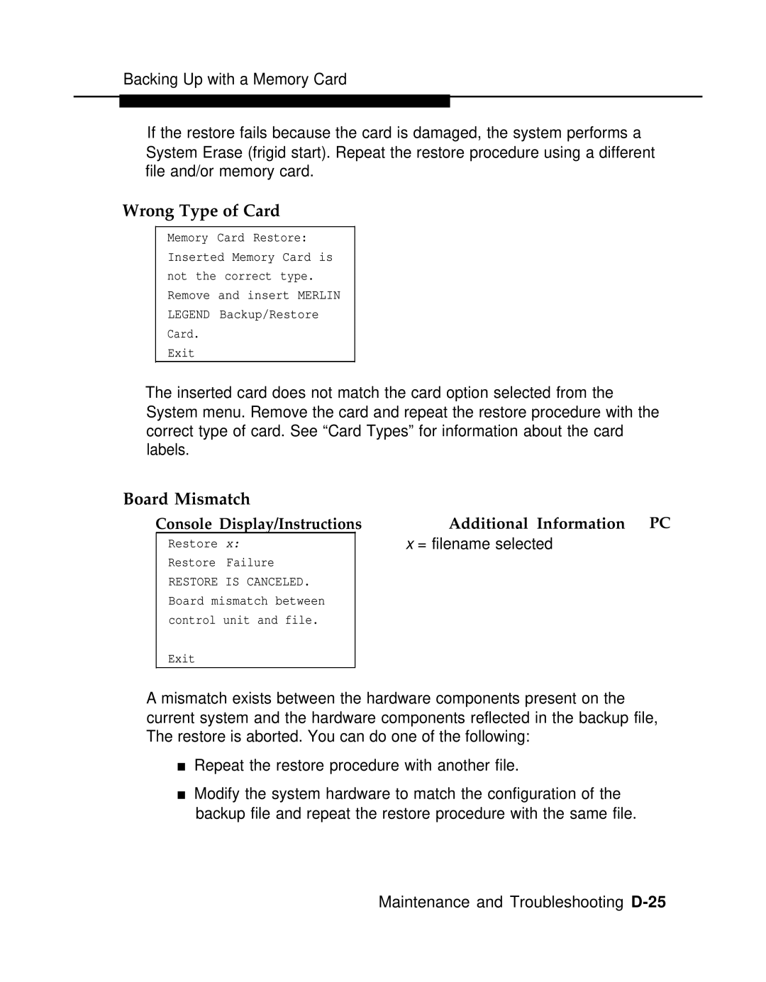 AT&T 3.0 manual Wrong Type of Card, Board Mismatch 