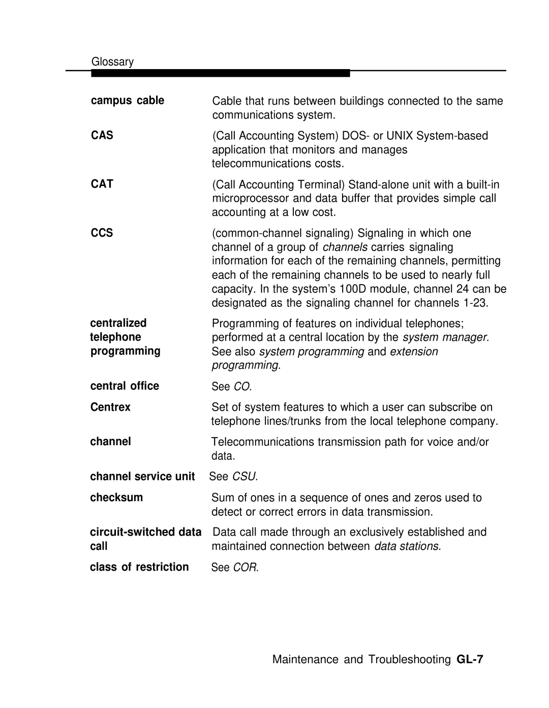 AT&T 3.0 manual Cas, Cat, Ccs 