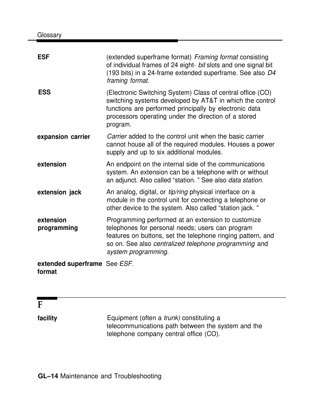 AT&T 3.0 manual Esf, Ess 